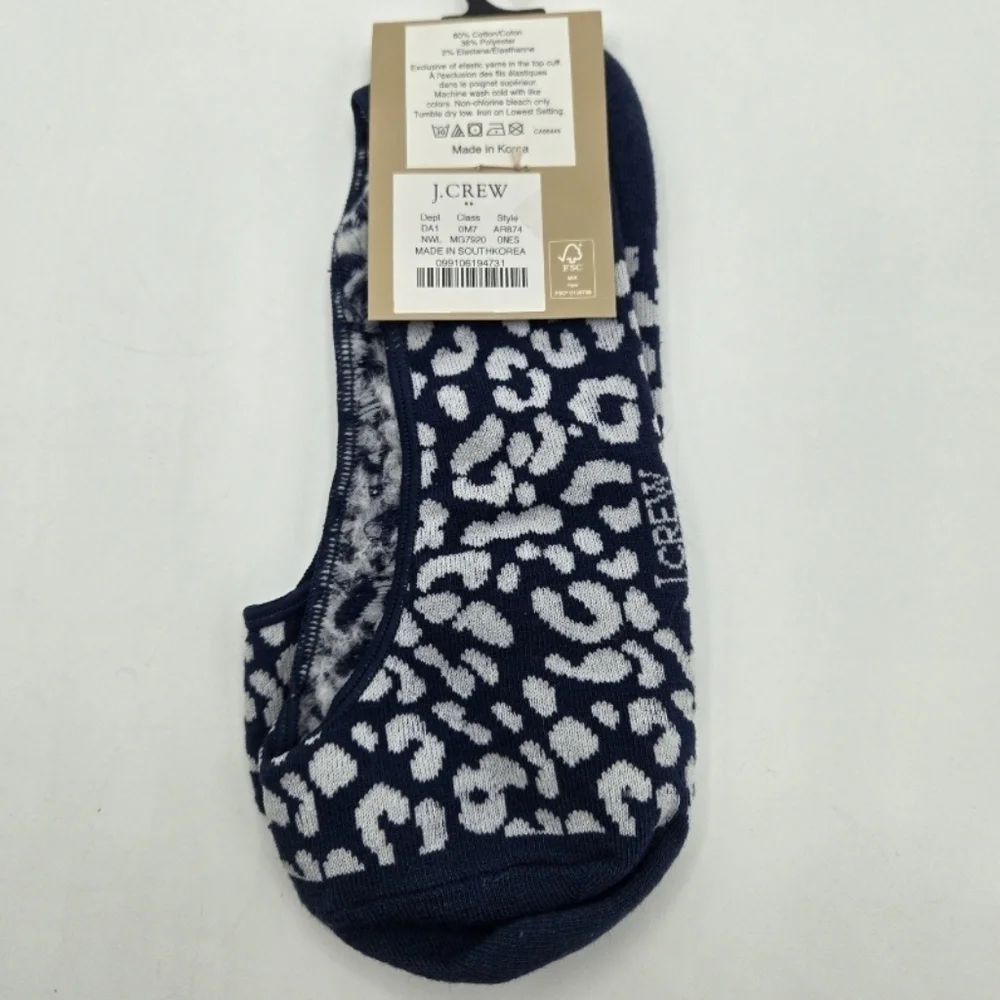 J. Crew Two tone leopard no show socks
